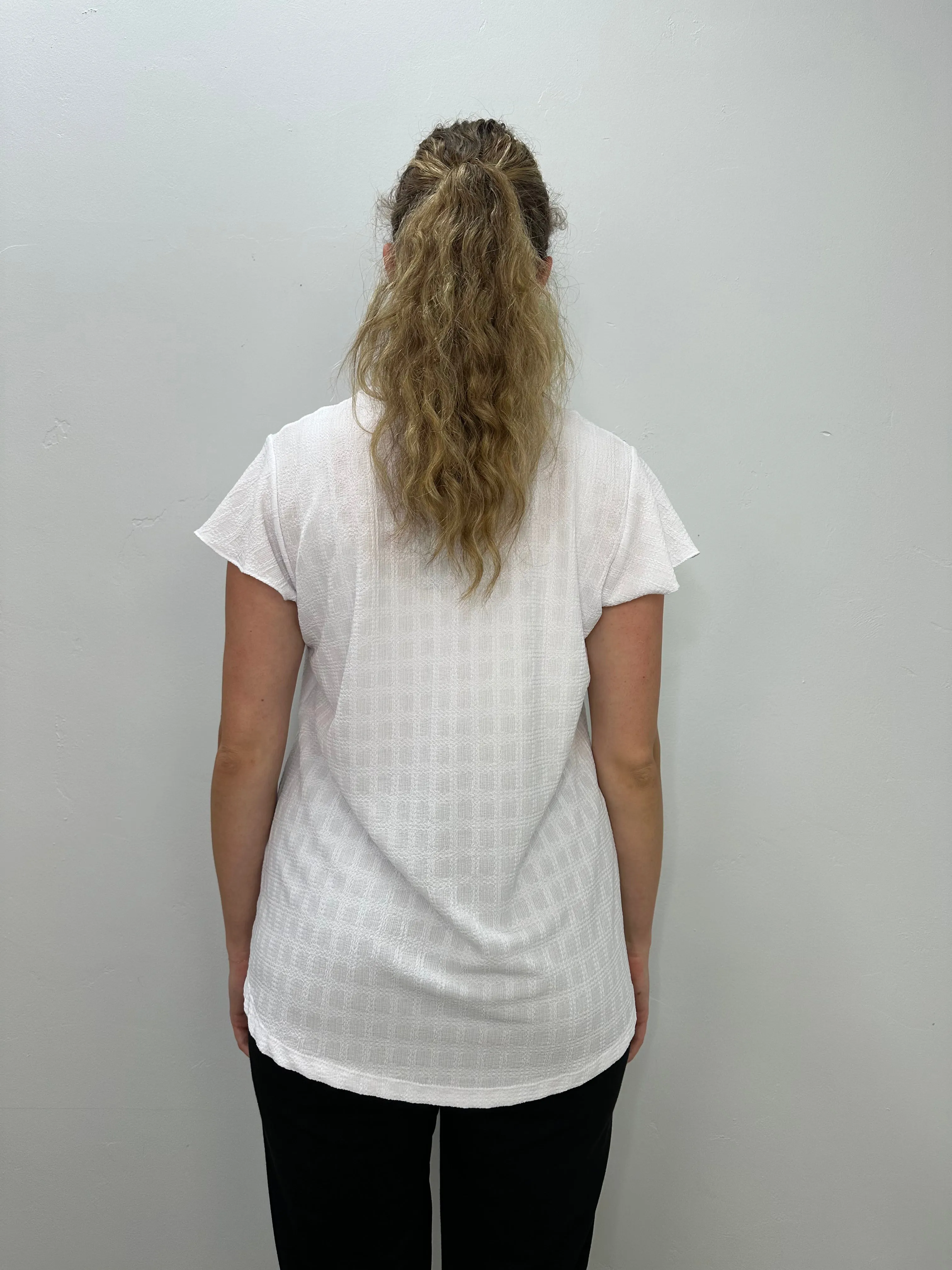 White Short Sleeve V Neck Top