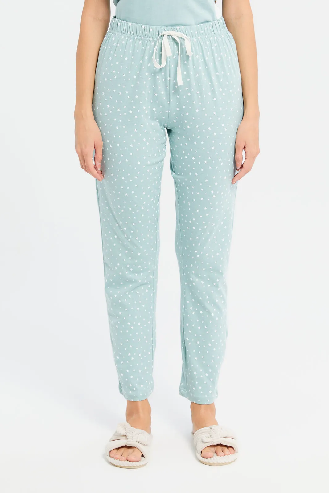 Women Blue Stars Print Payjma Set (2 Piece)