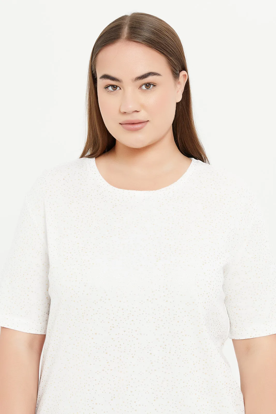 Women Gold Foil Print T-Shirt