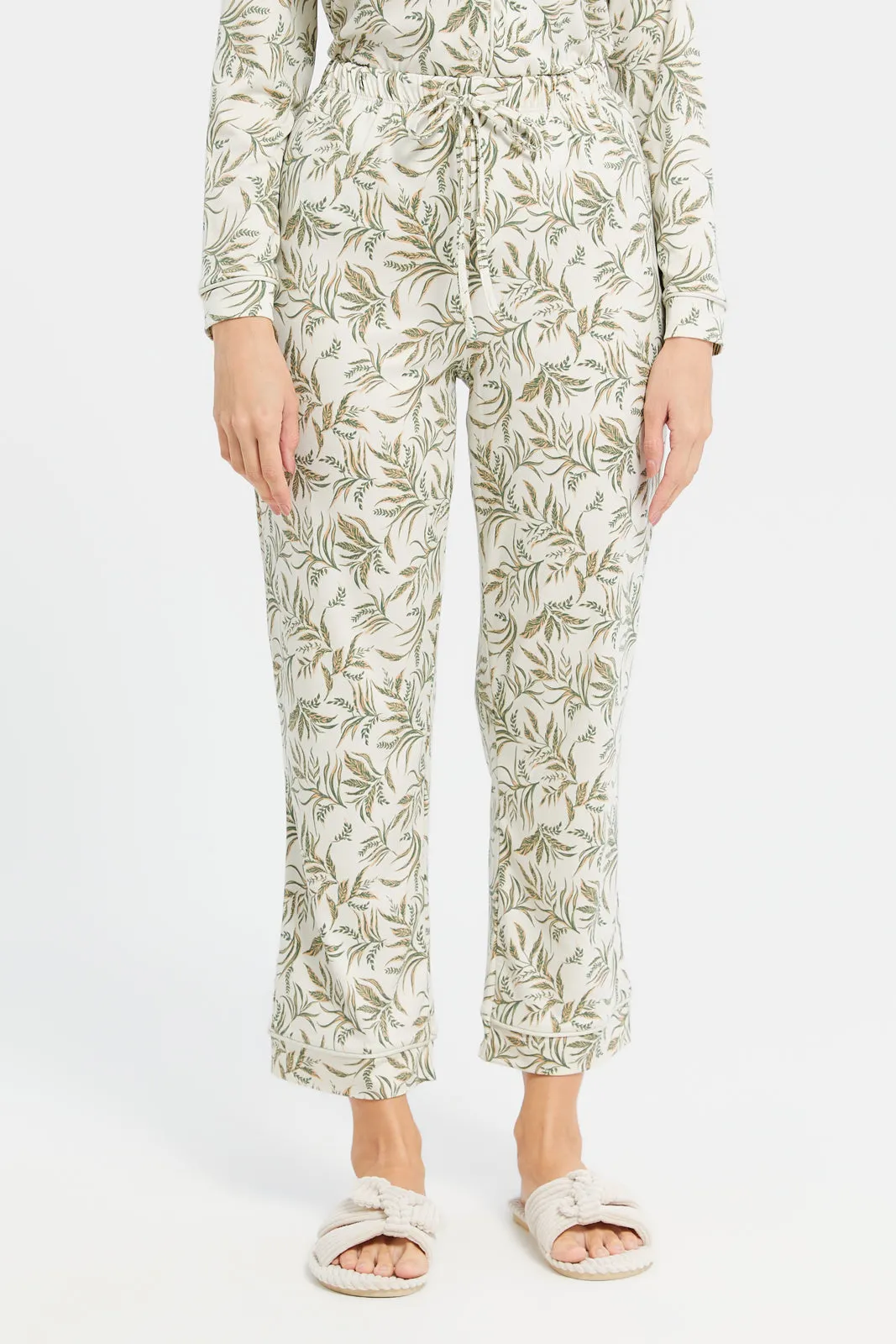 Women Mint Printed Classic Pajama Set (2 Piece)
