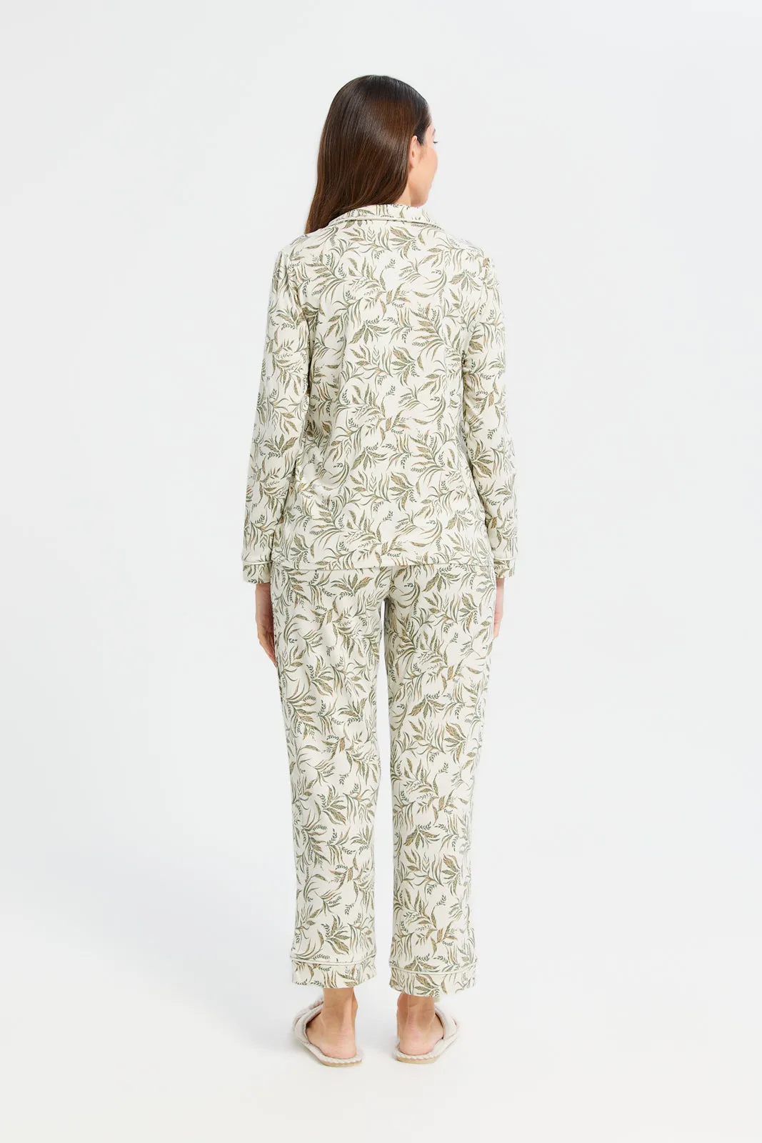 Women Mint Printed Classic Pajama Set (2 Piece)