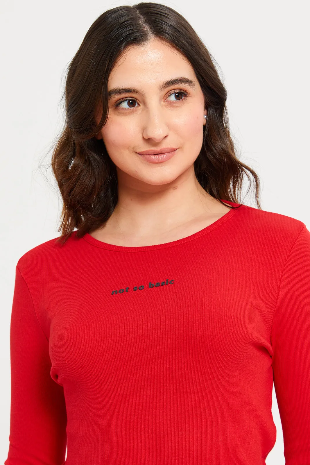 Women Red Not So Basic T-Shirt