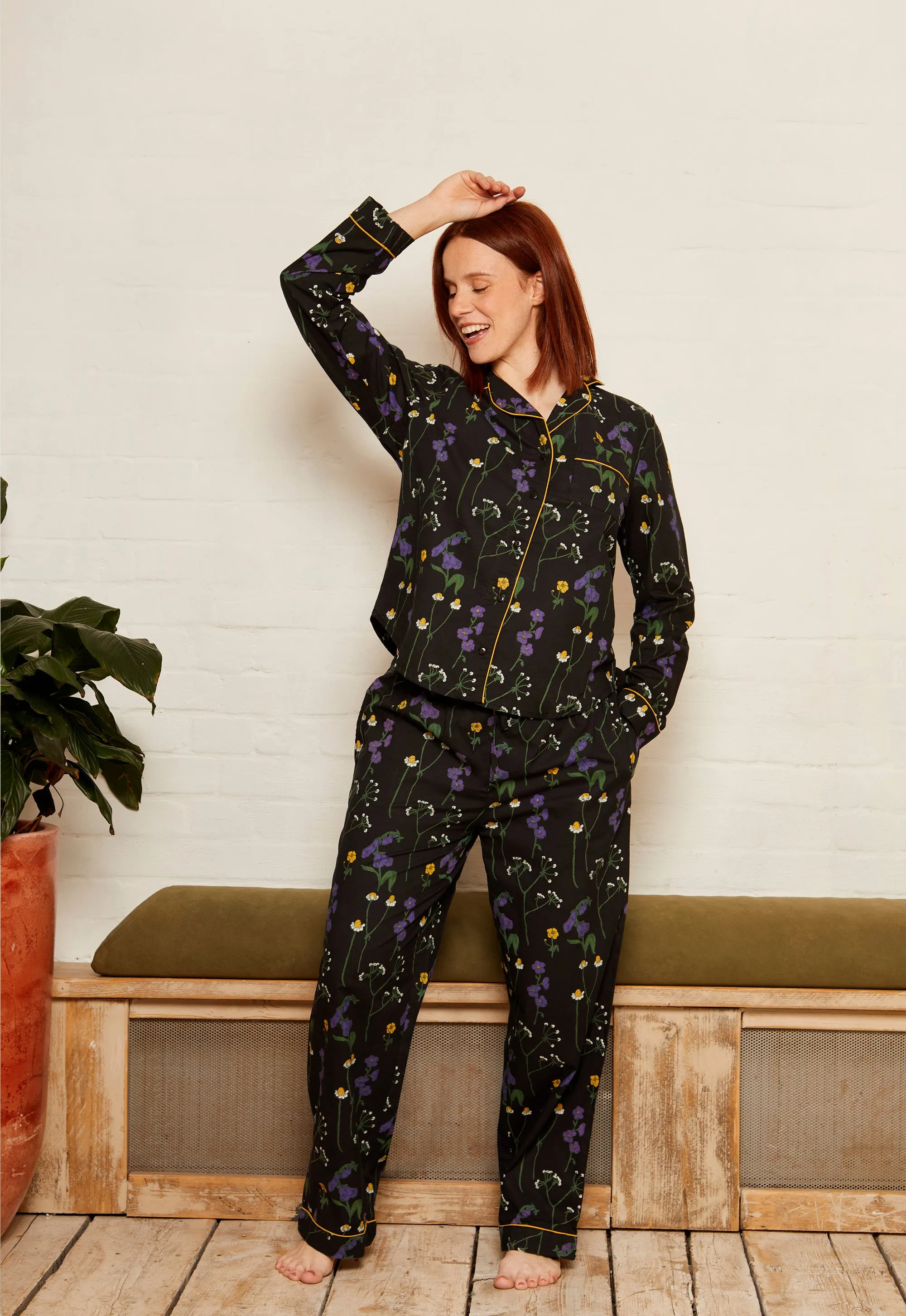 Womens Cotton Traditional Pyjamas Cow Parsley