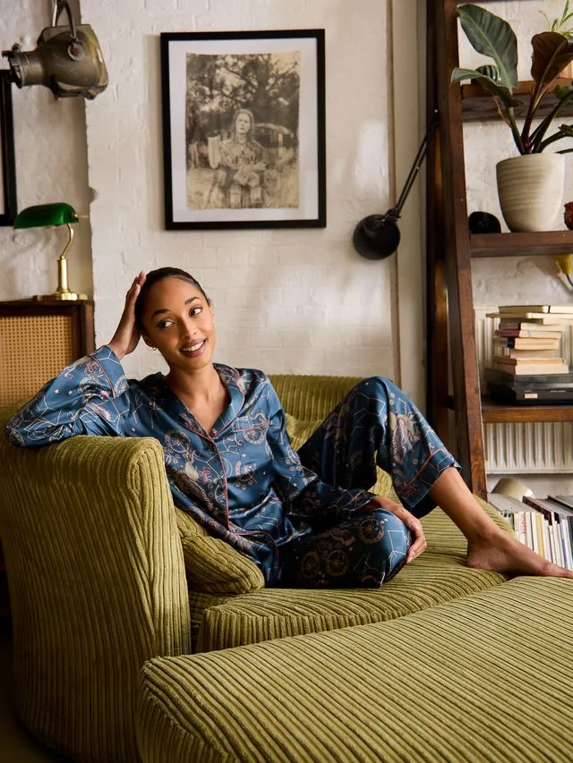Womens Satin Traditional Pyjamas Pegasus