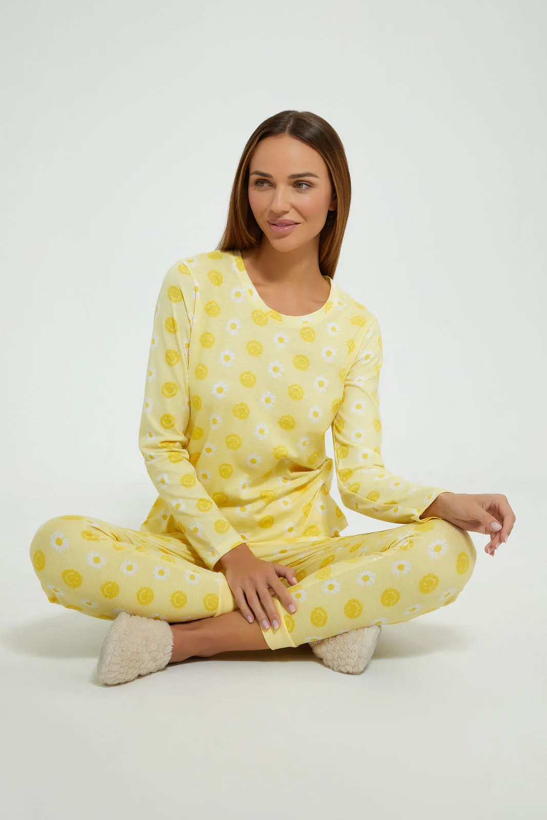 Yellow All-Over Print Pyjama Set (2 Piece)