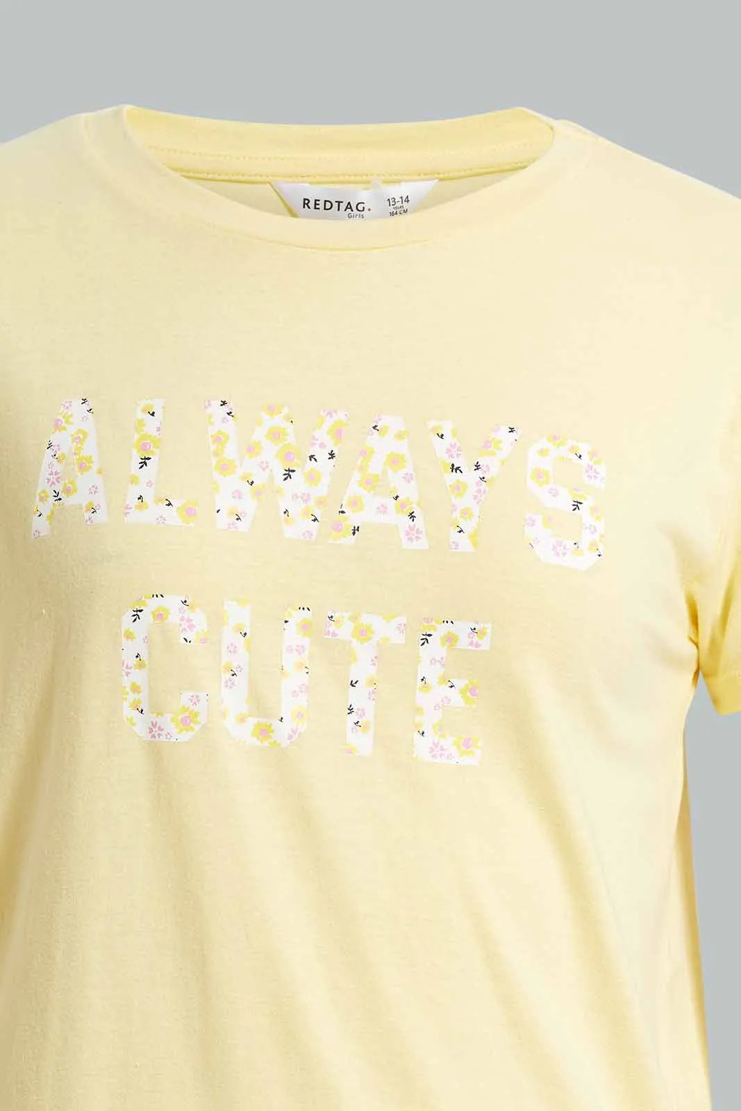 Yellow And White Floral Pyjama Set For Senior Girls (2 Piece)